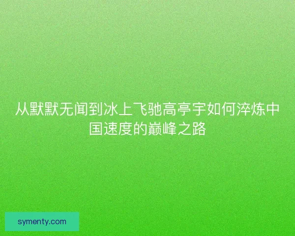 从默默无闻到冰上飞驰高亭宇如何淬炼中国速度的巅峰之路